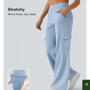 HALARA Light Blue Wide Leg Cargo Pants